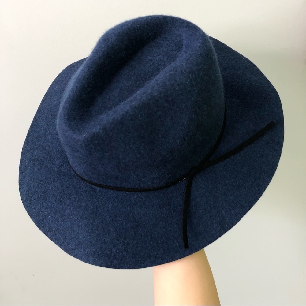 Wool fedora navy blue Garage wide brim hat